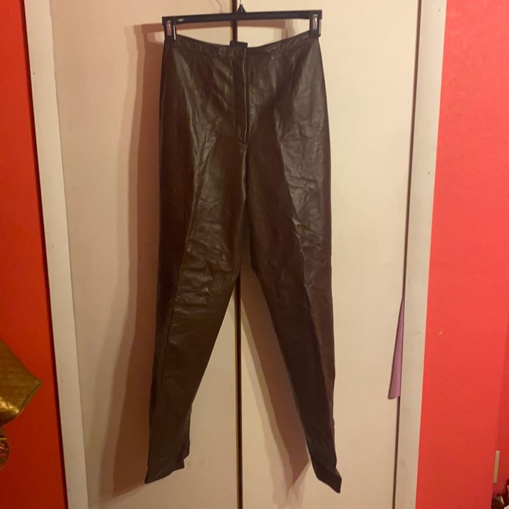 Brown leather pants